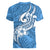 Polynesia Women V Neck T Shirt Plumeria With Tribal Pattern Blue Pastel Vibes LT14 - Polynesian Pride