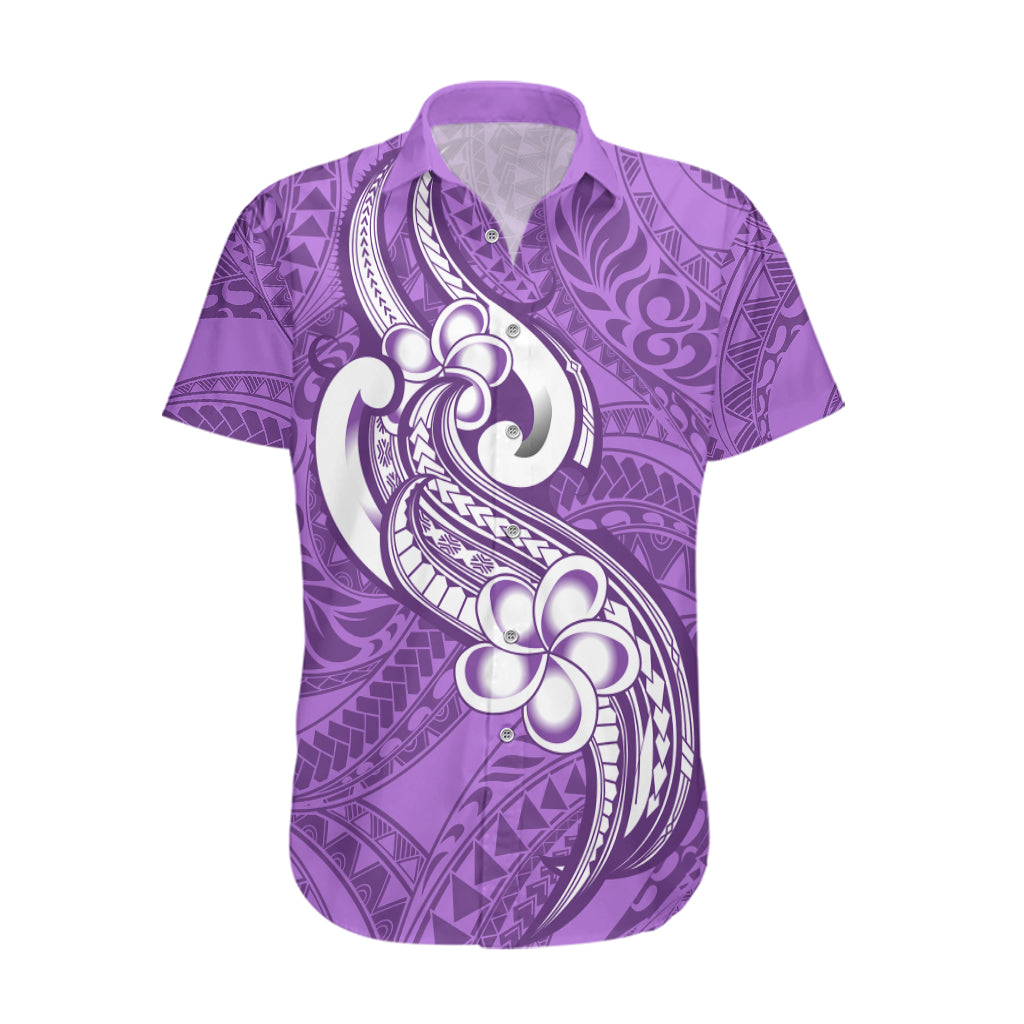 Polynesia Hawaiian Shirt Plumeria With Tribal Pattern Purple Pastel Vibes LT14 Purple - Polynesian Pride