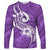 Polynesia Long Sleeve Shirt Plumeria With Tribal Pattern Purple Pastel Vibes LT14 Unisex Purple - Polynesian Pride