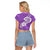 Polynesia Raglan Cropped T Shirt Plumeria With Tribal Pattern Purple Pastel Vibes LT14 - Polynesian Pride