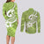 Polynesia Couples Matching Long Sleeve Bodycon Dress and Long Sleeve Button Shirts Plumeria With Tribal Pattern Green Pastel Vibes LT14 - Polynesian Pride