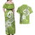 Polynesia Couples Matching Off Shoulder Maxi Dress and Hawaiian Shirt Plumeria With Tribal Pattern Green Pastel Vibes LT14 - Polynesian Pride