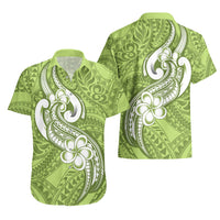 Polynesia Hawaiian Shirt Plumeria With Tribal Pattern Green Pastel Vibes LT14 - Polynesian Pride