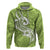 Polynesia Hoodie Plumeria With Tribal Pattern Green Pastel Vibes LT14 Green - Polynesian Pride