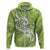 Polynesia Hoodie Plumeria With Tribal Pattern Green Pastel Vibes LT14 - Polynesian Pride