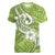 Polynesia Women V Neck T Shirt Plumeria With Tribal Pattern Green Pastel Vibes LT14 Female Green - Polynesian Pride