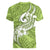 Polynesia Women V Neck T Shirt Plumeria With Tribal Pattern Green Pastel Vibes LT14 - Polynesian Pride