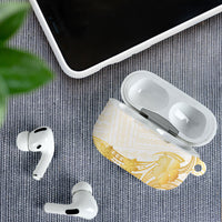 Polynesia White Sunday AirPods Case Polynesian Tattoo Plumeria Hibiscus Gold