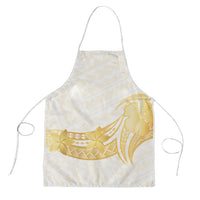 Polynesia White Sunday Apron Polynesian Tattoo Plumeria Hibiscus Gold
