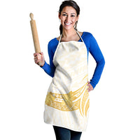 Polynesia White Sunday Apron Polynesian Tattoo Plumeria Hibiscus Gold