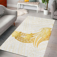 Polynesia White Sunday Area Rug Polynesian Tattoo Plumeria Hibiscus Gold