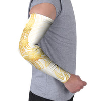 Polynesia White Sunday Arm Sleeves Polynesian Tattoo Plumeria Hibiscus Gold