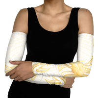 Polynesia White Sunday Arm Sleeves Polynesian Tattoo Plumeria Hibiscus Gold