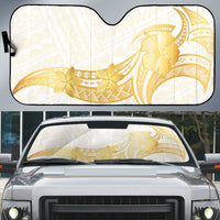 Polynesia White Sunday Auto Sun Shade Polynesian Tattoo Plumeria Hibiscus Gold