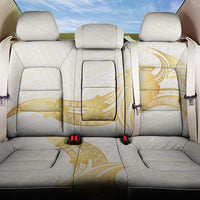 Polynesia White Sunday Back Car Seat Cover Polynesian Tattoo Plumeria Hibiscus Gold