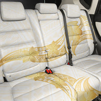 Polynesia White Sunday Back Car Seat Cover Polynesian Tattoo Plumeria Hibiscus Gold