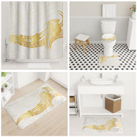 Polynesia White Sunday Bathroom Set Polynesian Tattoo Plumeria Hibiscus Gold