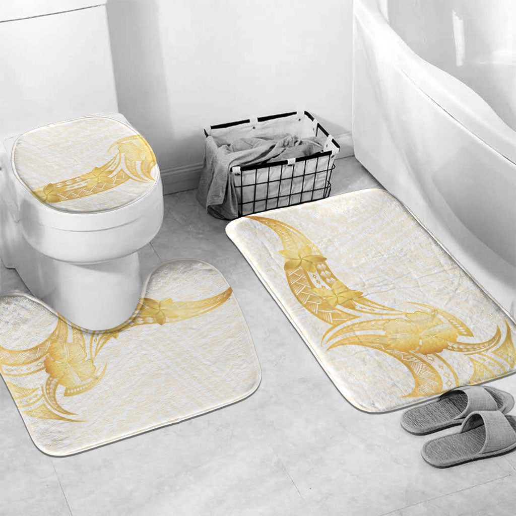 Polynesia White Sunday Bathroom Set Polynesian Tattoo Plumeria Hibiscus Gold