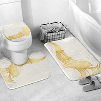 Polynesia White Sunday Bathroom Set Polynesian Tattoo Plumeria Hibiscus Gold
