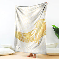 Polynesia White Sunday Blanket Polynesian Tattoo Plumeria Hibiscus Gold
