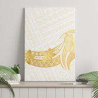 Polynesia White Sunday Canvas Wall Art Polynesian Tattoo Plumeria Hibiscus Gold