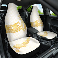 Polynesia White Sunday Car Seat Cover Polynesian Tattoo Plumeria Hibiscus Gold