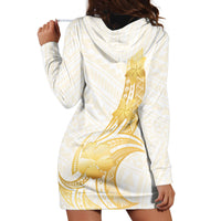 Polynesia White Sunday Hoodie Dress Polynesian Tattoo Plumeria Hibiscus Gold