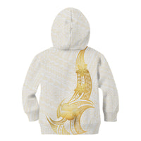 Polynesia White Sunday Kid Hoodie Polynesian Tattoo Plumeria Hibiscus Gold