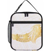 Polynesia White Sunday Lunch Bag Polynesian Tattoo Plumeria Hibiscus Gold