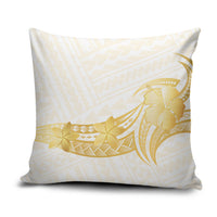 Polynesia White Sunday Pillow Cover Polynesian Tattoo Plumeria Hibiscus Gold