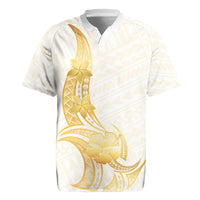 Polynesia White Sunday Rugby Jersey Polynesian Tattoo Plumeria Hibiscus Gold