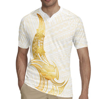 Polynesia White Sunday Rugby Jersey Polynesian Tattoo Plumeria Hibiscus Gold