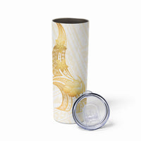 Polynesia White Sunday Skinny Tumbler Polynesian Tattoo Plumeria Hibiscus Gold