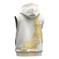 Polynesia White Sunday Sleeveless Zip Hoodie Polynesian Tattoo Plumeria Hibiscus Gold