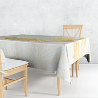Polynesia White Sunday Tablecloth Polynesian Tattoo Plumeria Hibiscus Gold