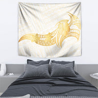 Polynesia White Sunday Tapestry Polynesian Tattoo Plumeria Hibiscus Gold