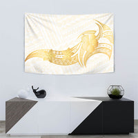 Polynesia White Sunday Tapestry Polynesian Tattoo Plumeria Hibiscus Gold