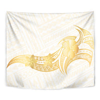 Polynesia White Sunday Tapestry Polynesian Tattoo Plumeria Hibiscus Gold