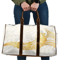 Polynesia White Sunday Travel Bag Polynesian Tattoo Plumeria Hibiscus Gold