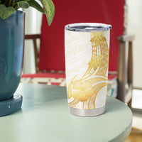 Polynesia White Sunday Tumbler Cup Polynesian Tattoo Plumeria Hibiscus Gold
