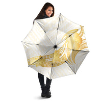 Polynesia White Sunday Umbrella Polynesian Tattoo Plumeria Hibiscus Gold