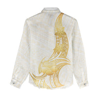 Polynesia White Sunday Women Casual Shirt Polynesian Tattoo Plumeria Hibiscus Gold