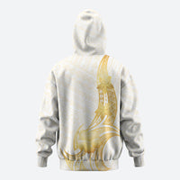 Polynesia White Sunday Zip Hoodie Polynesian Tattoo Plumeria Hibiscus Gold