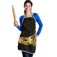 Gold Black Polynesia Hibiscus Plumeria Tattoo Apron