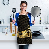 Gold Black Polynesia Hibiscus Plumeria Tattoo Apron