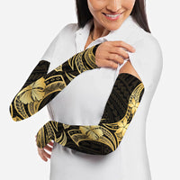 Gold Black Polynesia Hibiscus Plumeria Tattoo Arm Sleeves