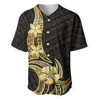 Gold Black Polynesia Hibiscus Plumeria Tattoo Baseball Jersey