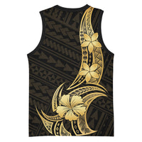 Gold Black Polynesia Hibiscus Plumeria Tattoo Basketball Jersey