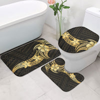 Gold Black Polynesia Hibiscus Plumeria Tattoo Bathroom Set