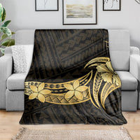 Gold Black Polynesia Hibiscus Plumeria Tattoo Blanket